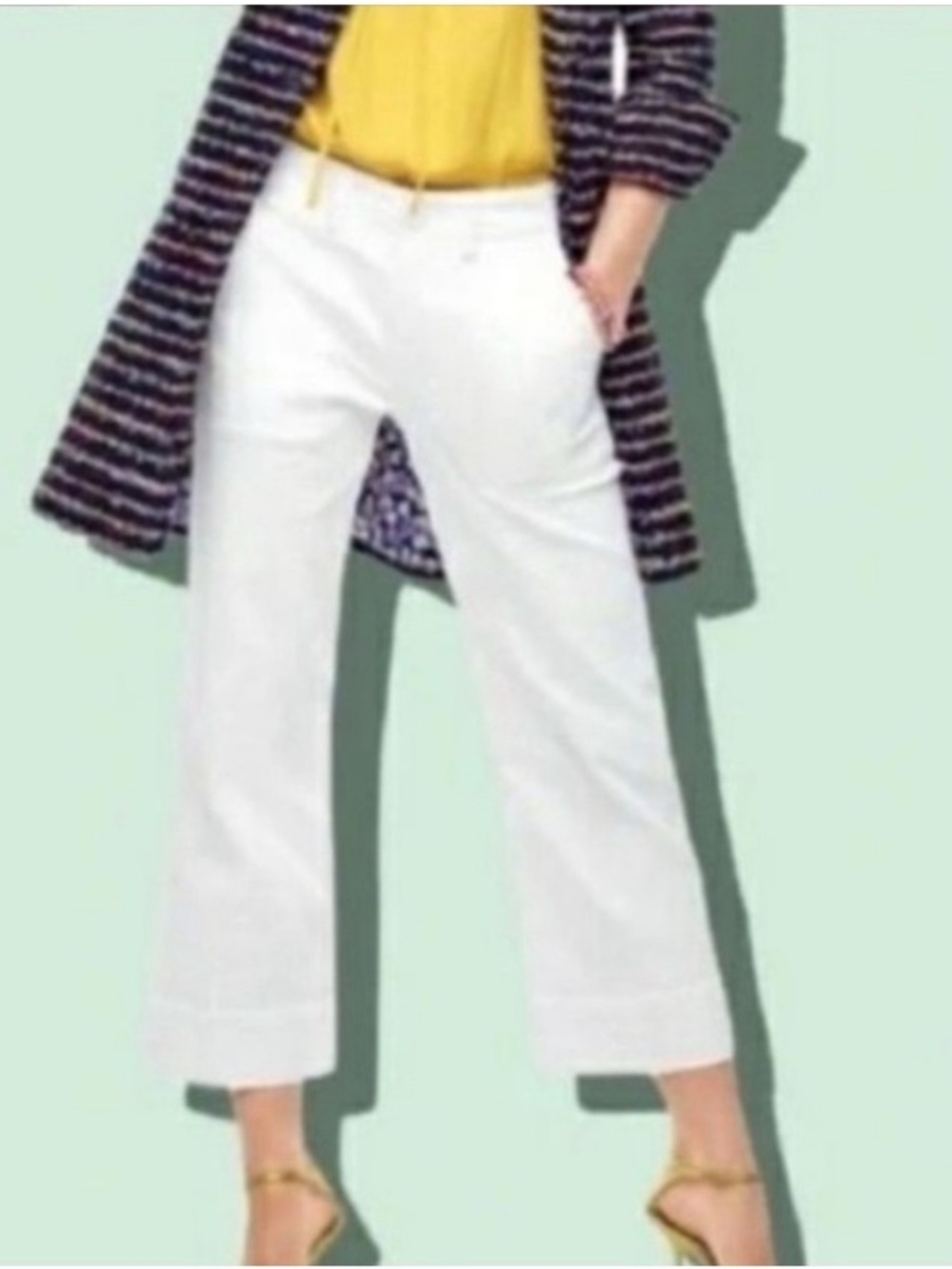 Cabi Lido cropped White Wide-Leg jeans in cotton/poly/spandex with stretch - Picture 3 of 9